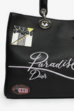 Christian Dior 2015 Black Leather 'Paradise' Diorissimo Medium Top Handle Bag