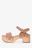 Prada Beige Leather Chunky Clogs Size 35