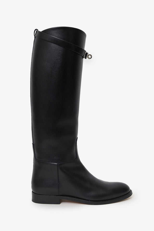 Hermes Black Smooth Leather 'Jumping' Riding Boots Size 37.5