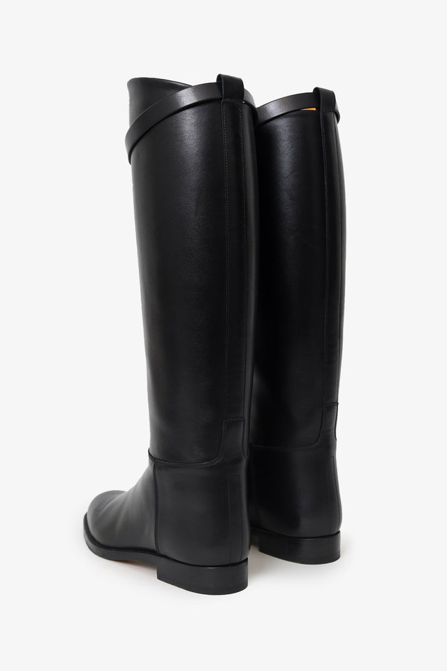 Hermes Black Smooth Leather 'Jumping' Riding Boots Size 37.5