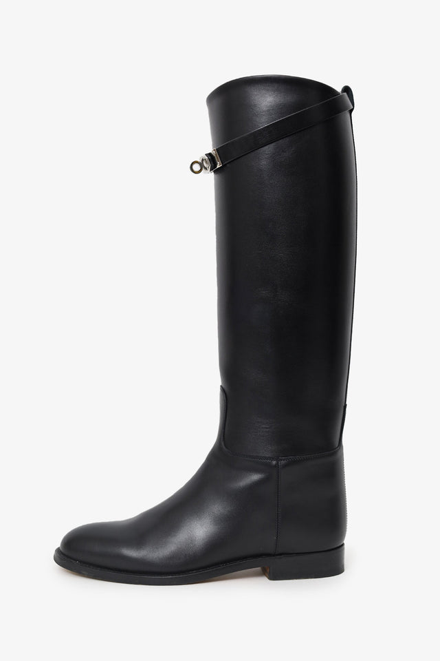 Hermes Black Smooth Leather 'Jumping' Riding Boots Size 37.5