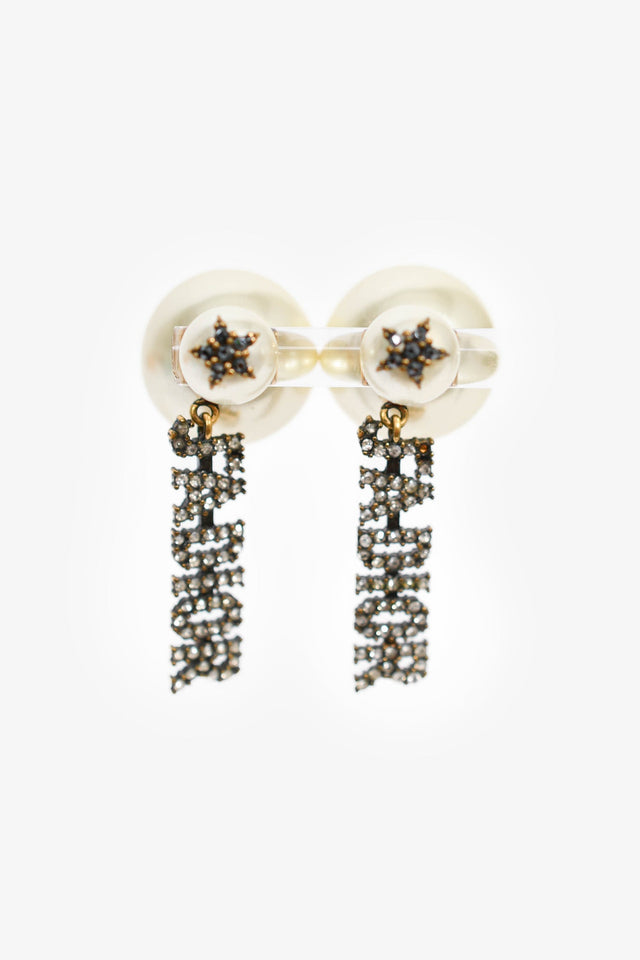 Christian Dior Faux Pearl/Crystal J'ADior Drop Earrings