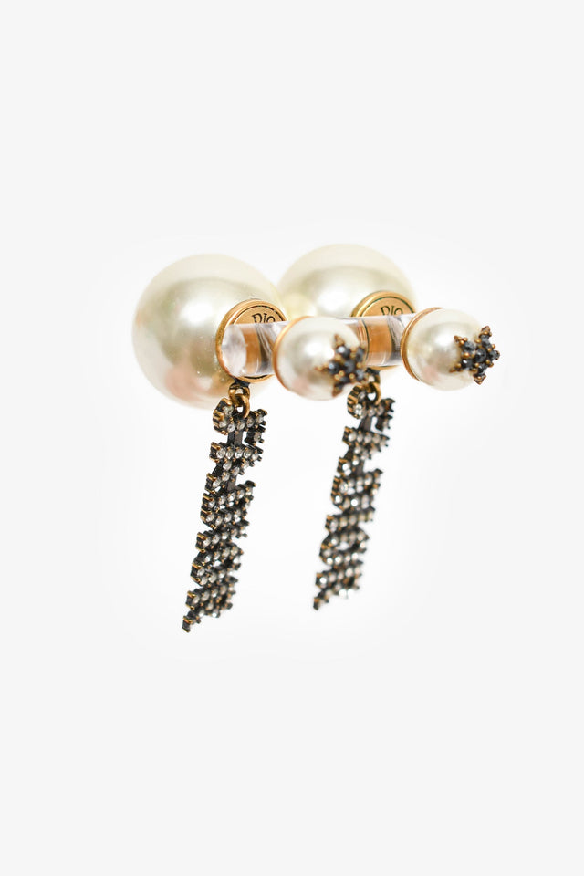 Christian Dior Faux Pearl/Crystal J'ADior Drop Earrings