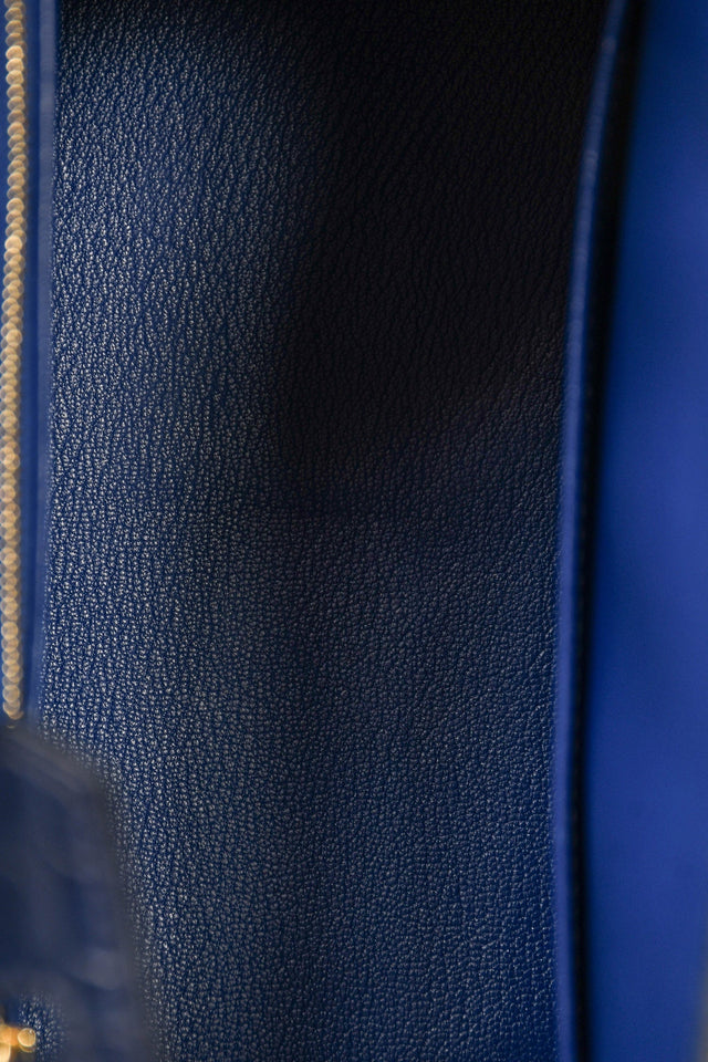 Hermes 2018 Blue Sapphire Taurillion Novillo And Blue Marine Matte Alligator Touch Birkin 25 RGHW