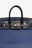 Hermes 2018 Blue Sapphire Taurillion Novillo And Blue Marine Matte Alligator Touch Birkin 25 RGHW