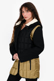 Louis Vuitton Black Wool/Green Down Leather Layered Jacket Size 36