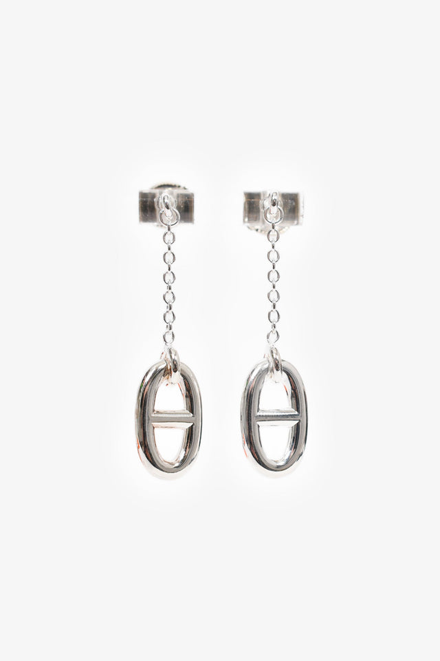 Hermes Sterling Silver 'Farandole' Drop Medium Earrings