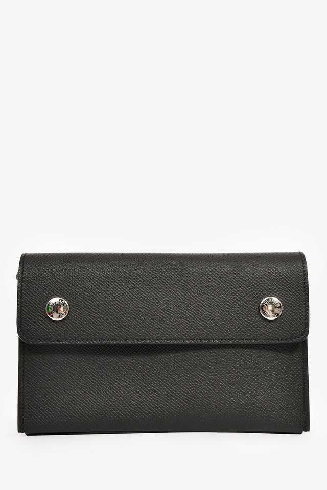 Hermes 2023 Black Epsom Leather 'Hermesnap' Wallet
