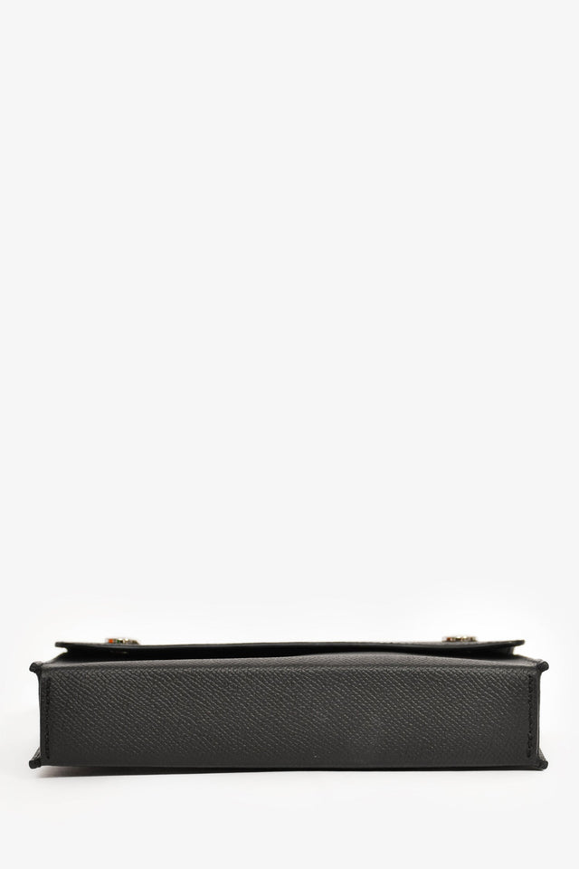 Hermes 2023 Black Epsom Leather 'Hermesnap' Wallet