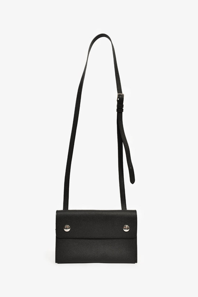 Hermes 2023 Black Epsom Leather 'Hermesnap' Wallet
