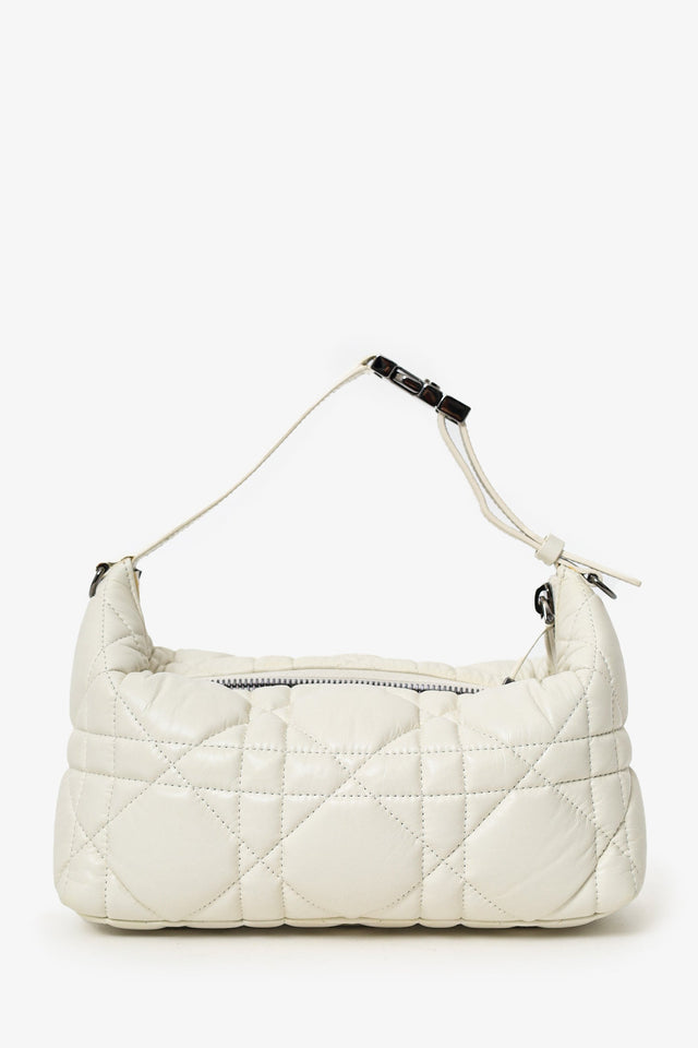 Christian Dior 2022 White Calfskin Macrocannage Medium Diortravel Nomad Pouch