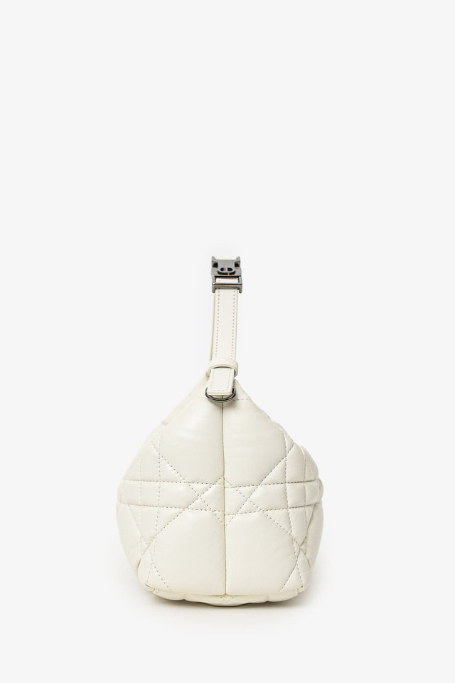 Christian Dior 2022 White Calfskin Macrocannage Medium Diortravel Nomad Pouch