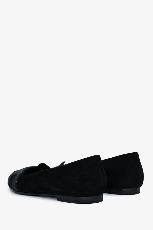Hermes Black Suede Leather Crystal Embellished H Logo Nice Flats Size 40