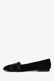 Hermes Black Suede Leather Crystal Embellished H Logo Nice Flats Size 40