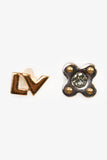 Louis Vuitton Silver/Gold Toned Logo Blossom Stud Earrings