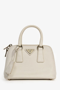 Prada Light Grey Mini Saffiano Promenade Tote with Strap