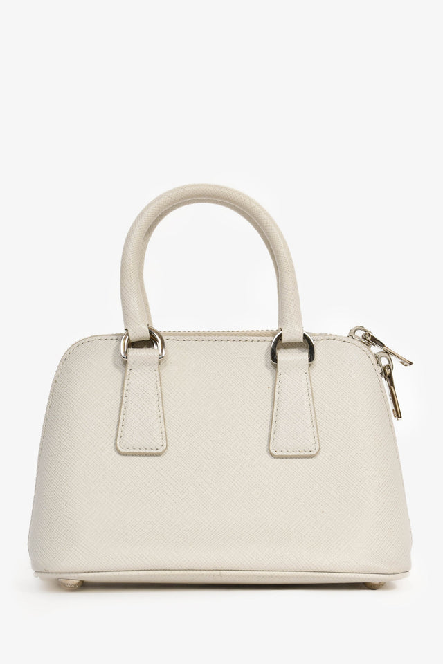 Prada Light Grey Mini Saffiano Promenade Tote with Strap