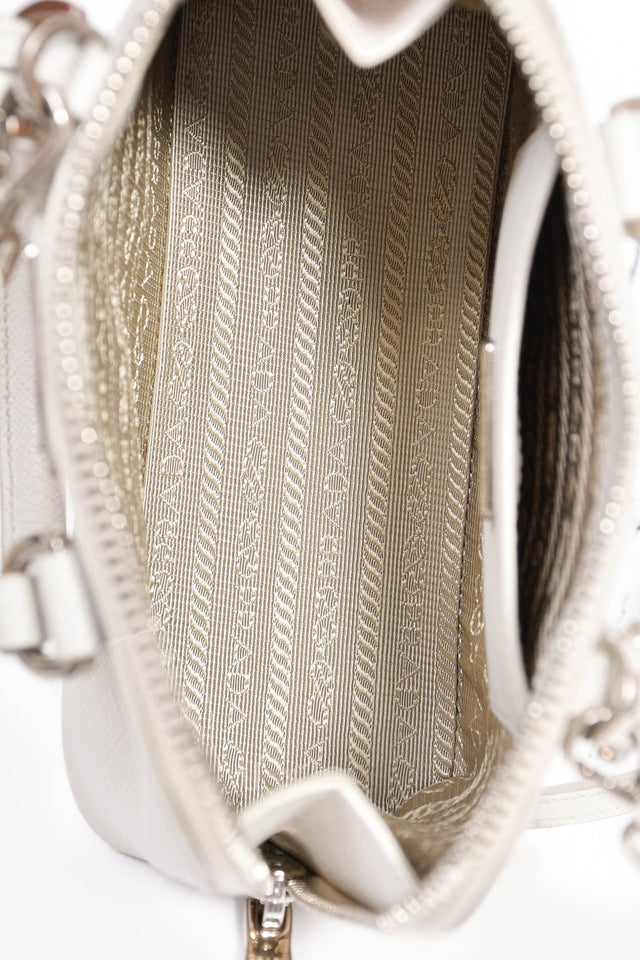 Prada Light Grey Mini Saffiano Promenade Tote with Strap