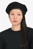 Hermes Black Cashmere Embroidered Patterned Beret Size 57