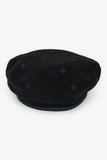 Hermes Black Cashmere Embroidered Patterned Beret Size 57