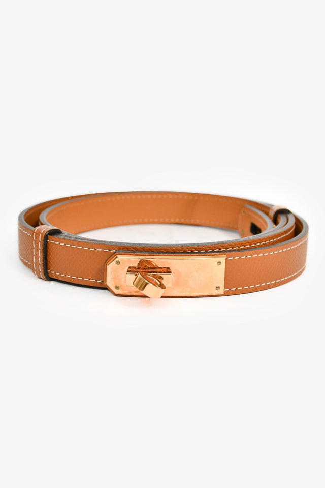 Hermes 2016 Gold Epsom Leather Kelly 18 Belt