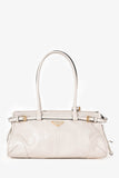 Prada White Leather 'Bonnie' Medium Shoulder Bag with Strap