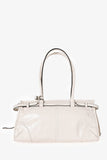 Prada White Leather 'Bonnie' Medium Shoulder Bag with Strap