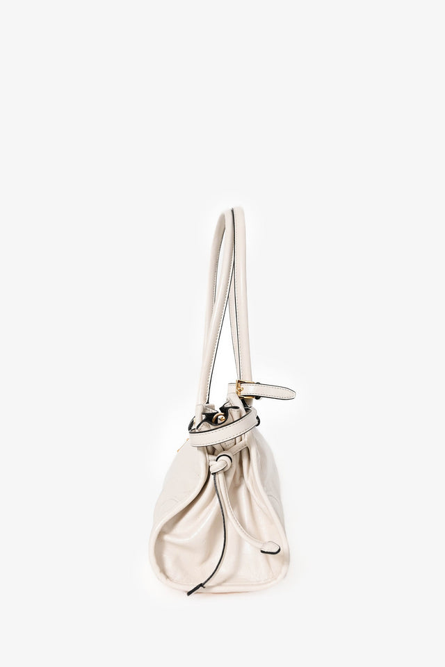 Prada White Leather 'Bonnie' Medium Shoulder Bag with Strap