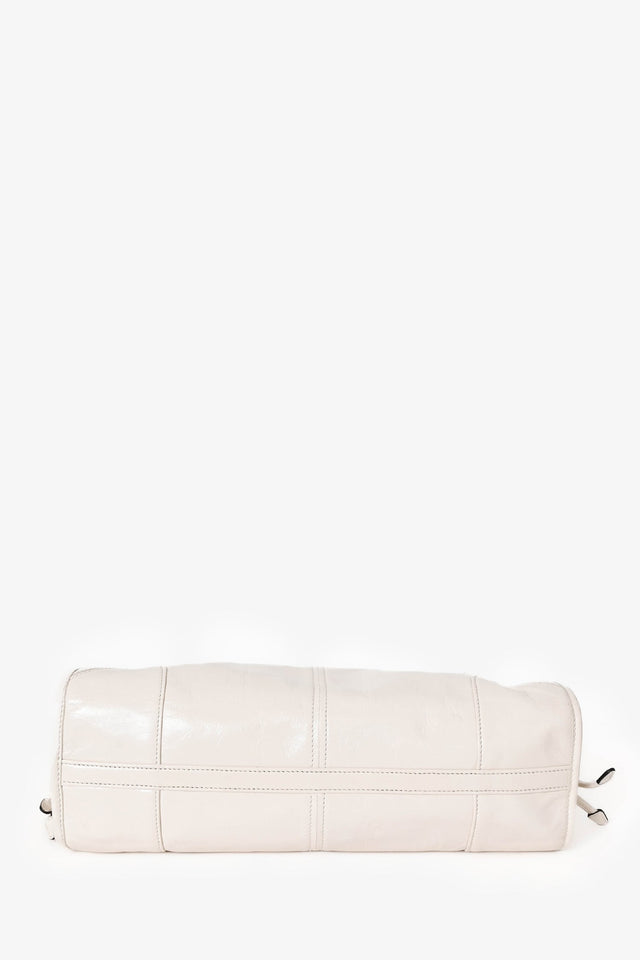 Prada White Leather 'Bonnie' Medium Shoulder Bag with Strap