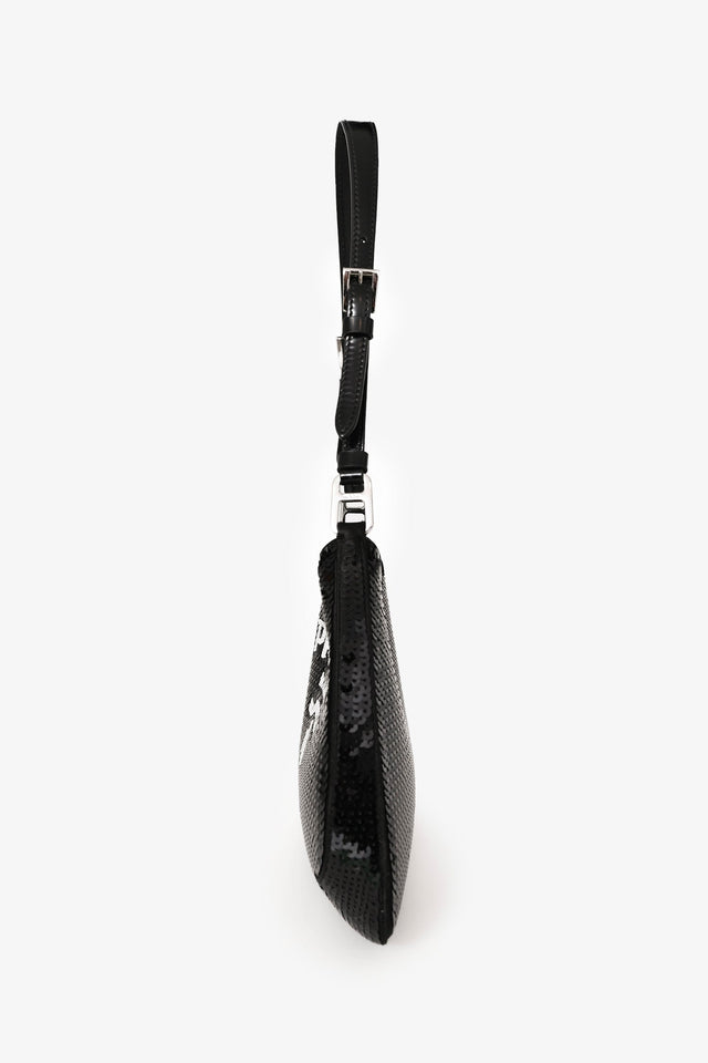 Prada Black/White Sequin 'Cleo' Small Shoulder Bag
