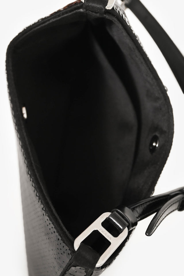 Prada Black/White Sequin 'Cleo' Small Shoulder Bag
