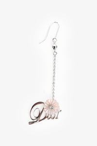 Christian Dior Silver Tone Metal Crystal Embellished Floral Logo Ear Pendants