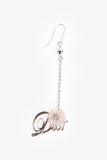 Christian Dior Silver Tone Metal Crystal Embellished Floral Logo Ear Pendants