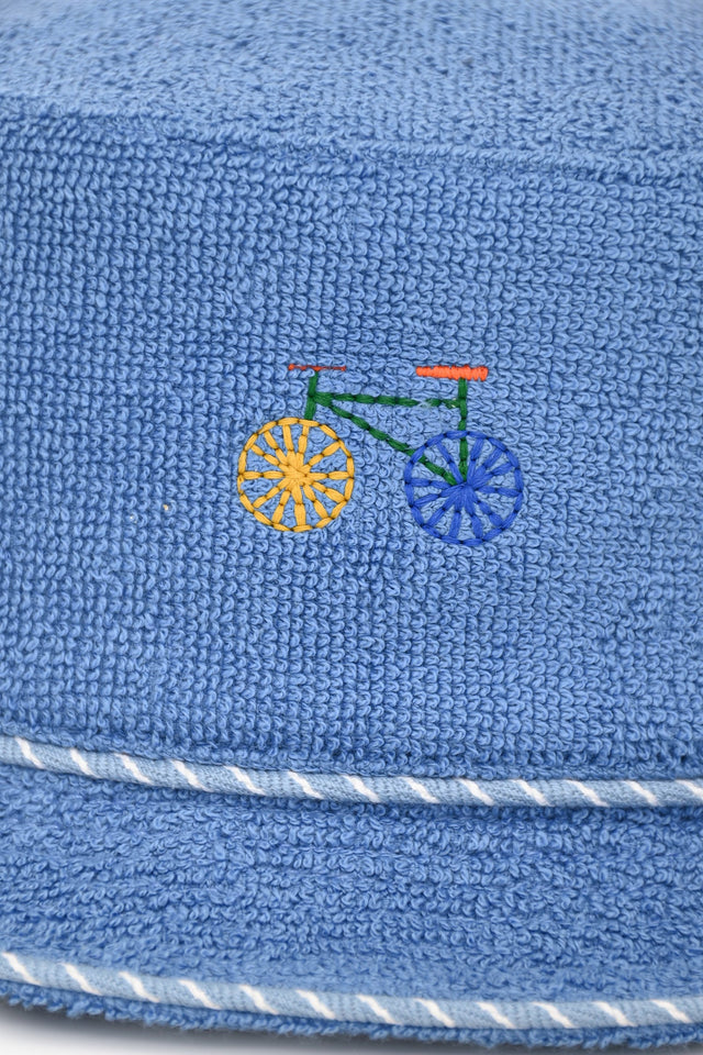 Hermes Blue Les Cabanes Bucket Hat Size 52