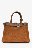 Prada Brown Suede/Leather Buckle Bag With Strap