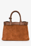 Prada Brown Suede/Leather Buckle Bag With Strap