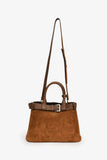 Prada Brown Suede/Leather Buckle Bag With Strap