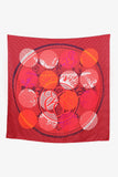 Hermes Red Silk Suite et Poursuite Scarf Size 140cm