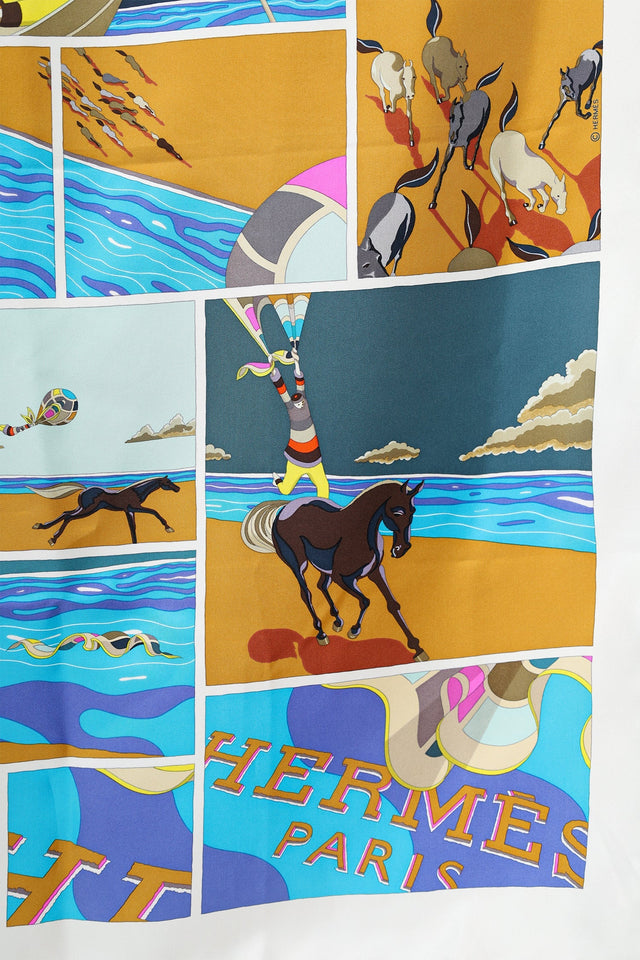 Hermes Blue/Multicolour Silk Soie Libre Scarf 90cm