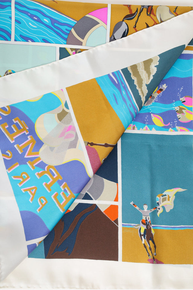 Hermes Blue/Multicolour Silk Soie Libre Scarf 90cm