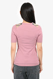 Burberry London Pink Cotton Nova Check Detail Short Sleeve T-Shirt Size XS