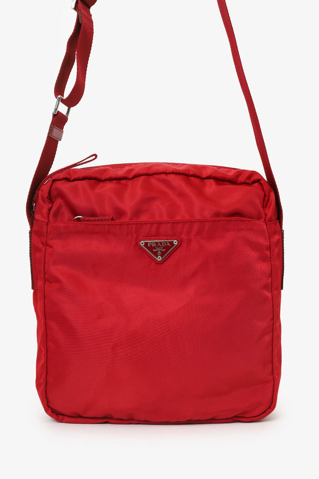 Prada Red Nylon Crossbody Messenger Bag