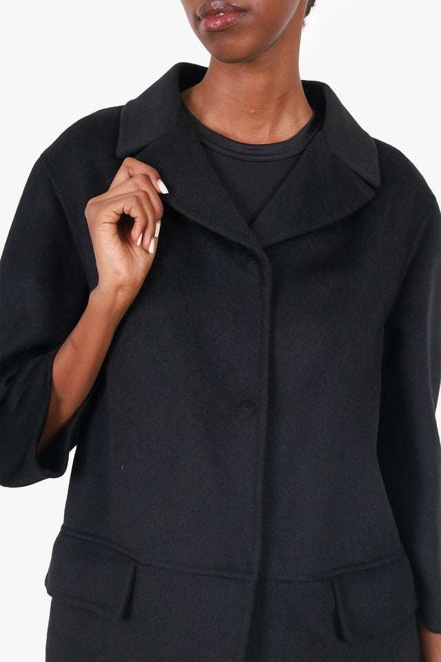 Prada Black Wool Single Breasted Coat Size 40