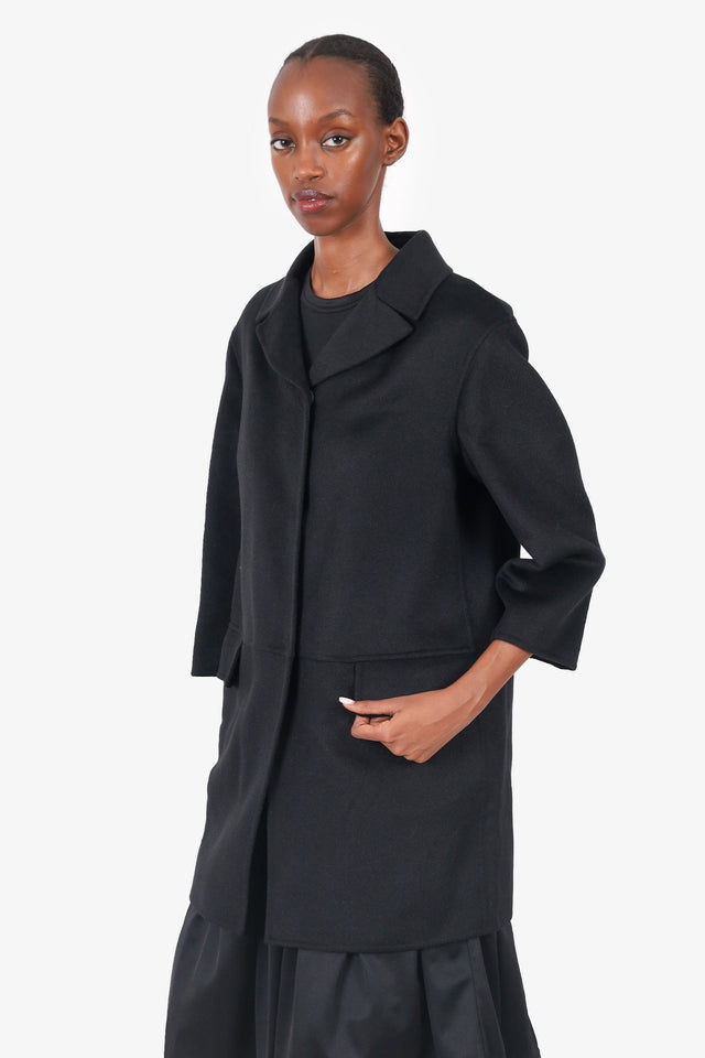 Prada Black Wool Single Breasted Coat Size 40