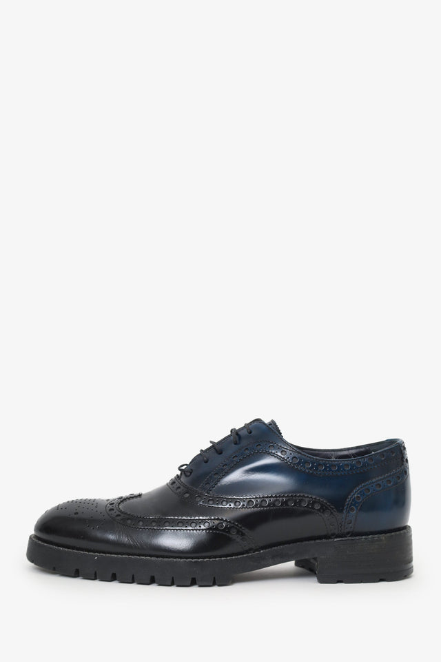 Louis Vuitton Blue/Black Leather Oxford Shoes Size 7.5 Mens