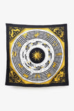 Hermes Black 'Astrologie Dies et Hore' Silk Scarf 90cm