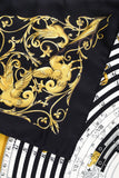 Hermes Black 'Astrologie Dies et Hore' Silk Scarf 90cm