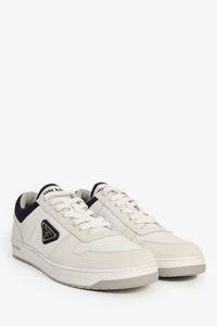 Prada White/Navy Re-Nylon/Suede Sneakers Size 8.5 Mens