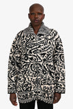 Christian Dior Black/White Wool/Cashmere Patterned Zip Up igan Size M
