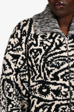 Christian Dior Black/White Wool/Cashmere Patterned Zip Up igan Size M